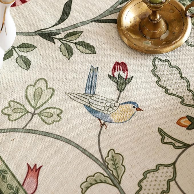 bilin gaier Designer French Linen Long Table Runner, Floral Pattern, Dining - Image 5