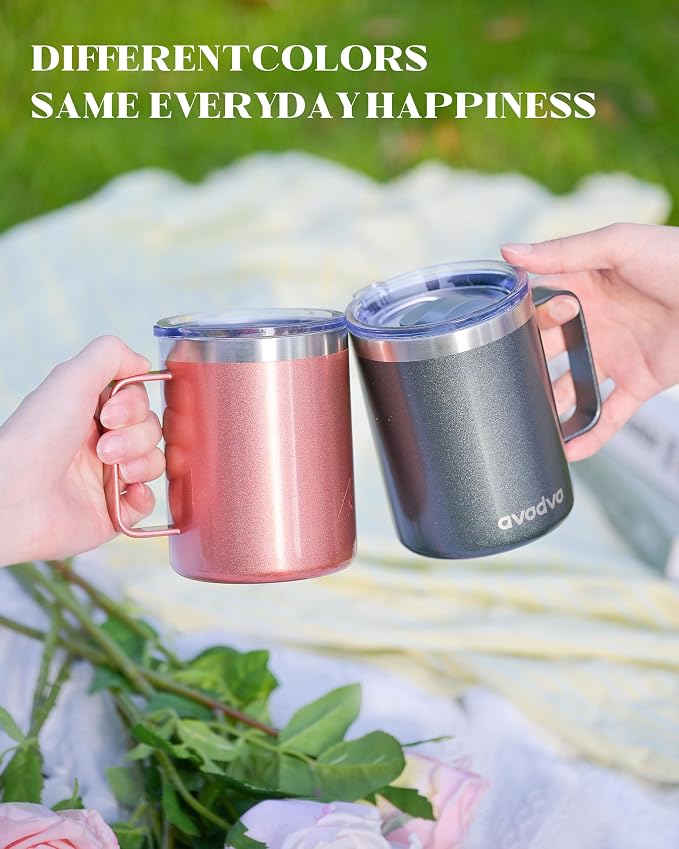 12oz Insulated Coffee Mug with Lid – Includes Two Lids, Stainless Steel Coffee - Image 6