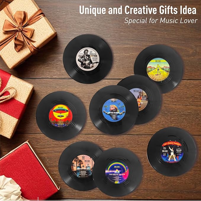 Funny Retro Vinyl Record Coasters, Creative Drink Coasters Set of 12 - Image 4