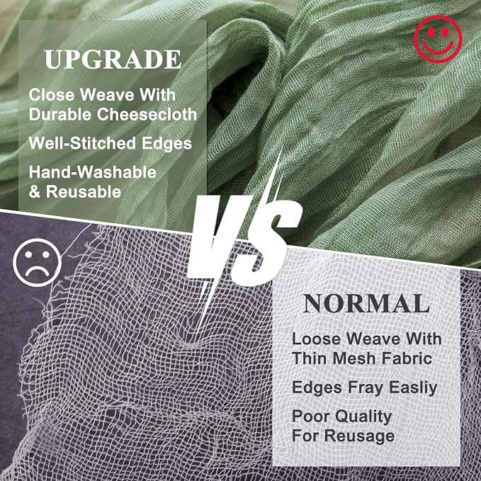Cheesecloth Table Runner Sage Green 10FT Boho Gauze, 4 Pack | 120 Inch Cheese - Image 4
