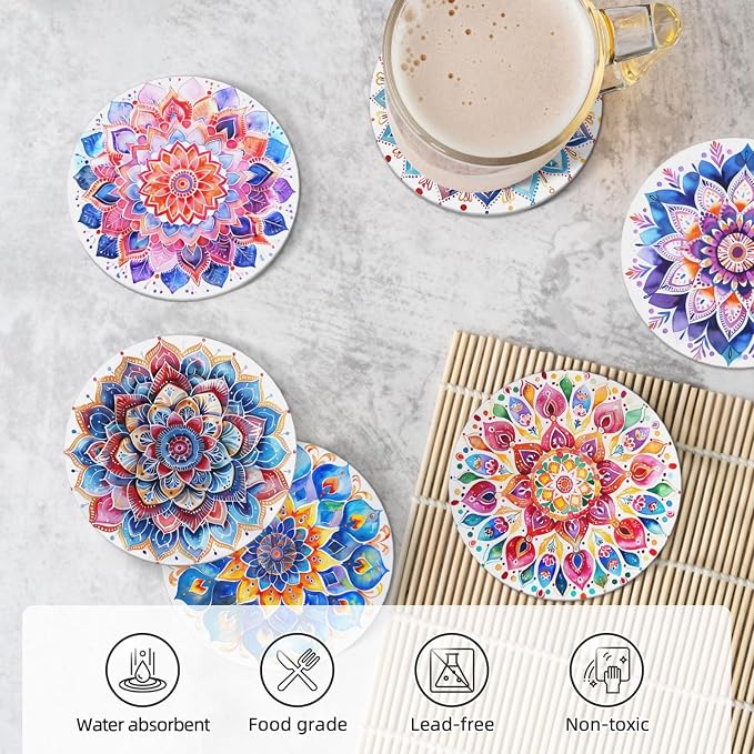 Boho Coasters Set of 6, Coasters - Image 6