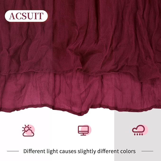 4 Pack Burgundy Cheesecloth Table Runner 20 x 120 inch Gauze Table Runners 10 - Image 6