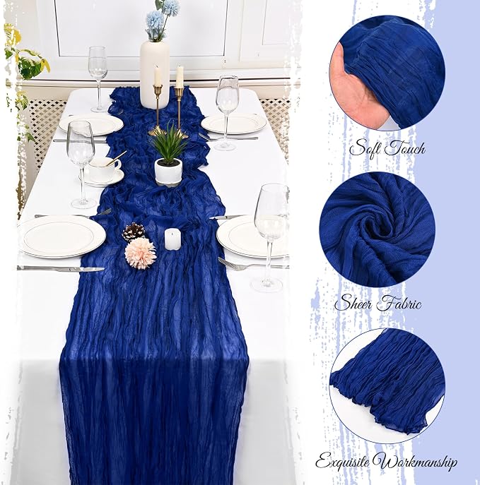 10 Pack Royal Blue Cheesecloth Table Runner 17x108 Inch Boho Gauze Cheese Cloth - Image 3