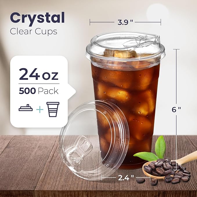 Fit Meal Prep 500 Pack 24 oz Clear Plastic Cups - Image 2