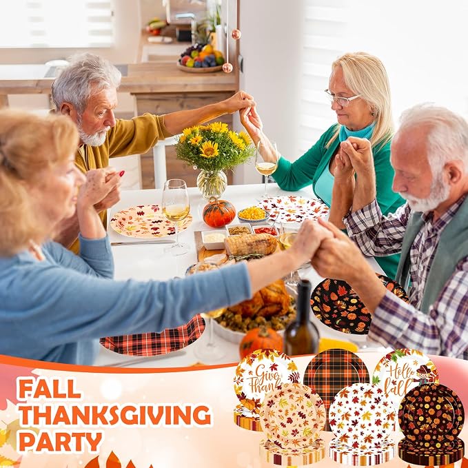 120 Pcs Fall Paper Plates 7 Inch Hello Fall Dessert Plates, Maple Leaves Dinner - Image 4