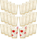 24 PCS Plastic Ribbed Drinking Glasses 10oz Gold Vintage Ripple Stemless Wine by SHIQIKEJIPTY