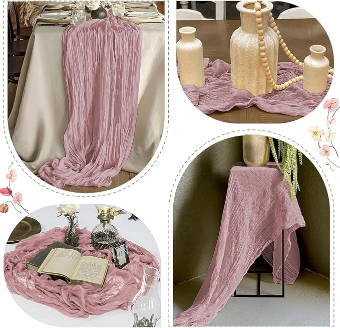 25 Pack Dusty Pink Cheesecloth Table Runner 17 x 108 Inch Gauze Table Runner - Image 6