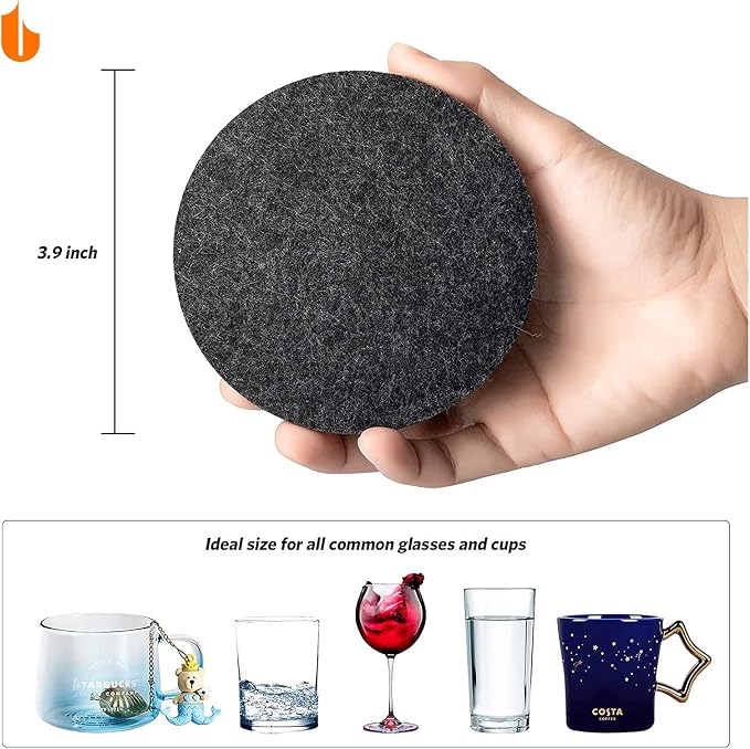 Urbanstrive 4 PCS Coasters Absorbent Felt Coasters - Image 3