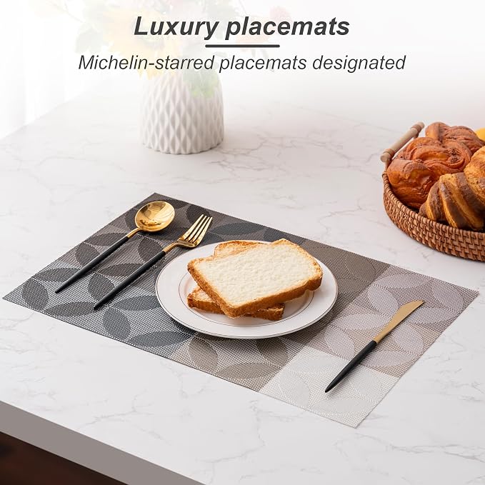 Placemats Set of 6 Washable Indoor | Outdoor Vinyl Place Mats - Image 4