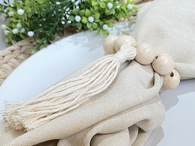 Handmade Napkin Ring with Wood Beads & Jute Twine - Image 6