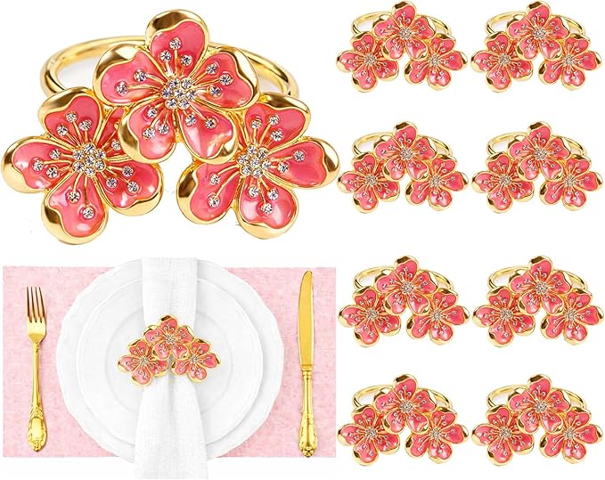 Flower Napkin Rings Set of 8, European Palace-Style Glaze, High-Temperature by Unknown