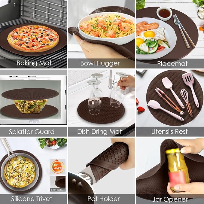 Brown Silicone Microwave Mat 12 inch Extra Large Multi-Use Microwave Mat Heat - Image 3