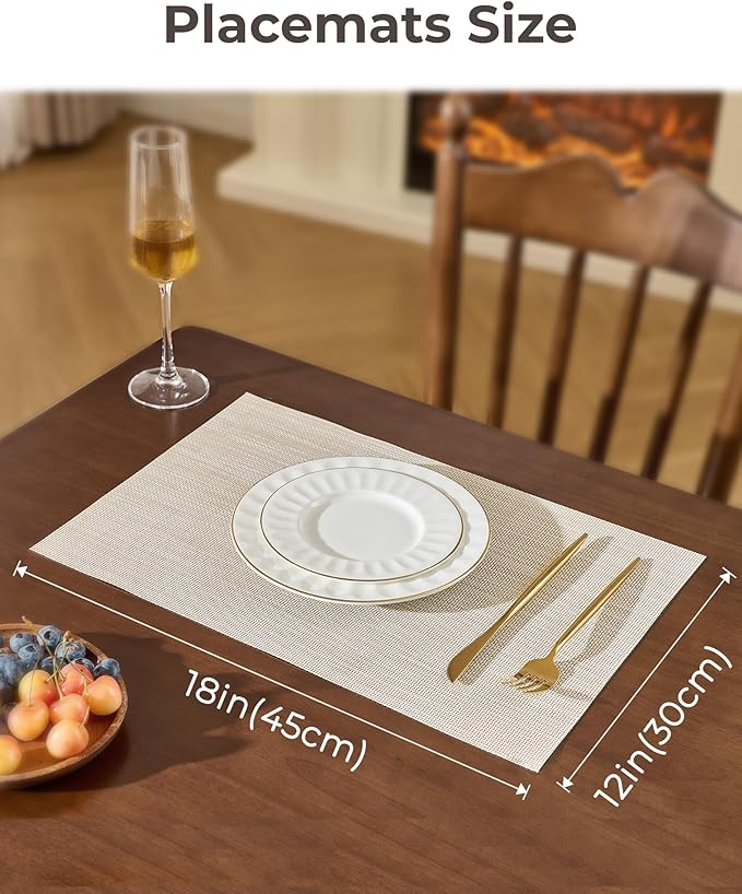 Leetaltree Beige White Placemats Set of 8 - Image 4