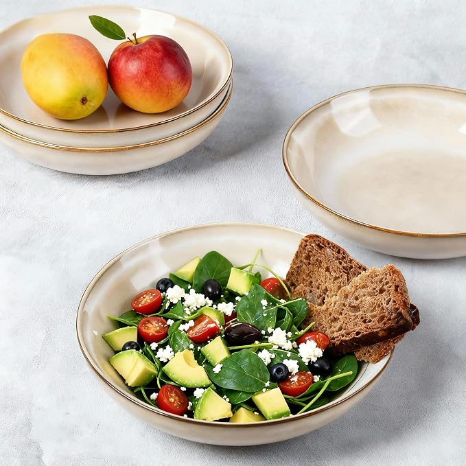 AmorArc 8.5’’ Ceramic Pasta Bowls Set of 4, 36oz Large Stoneware Bowls Set | - Image 5