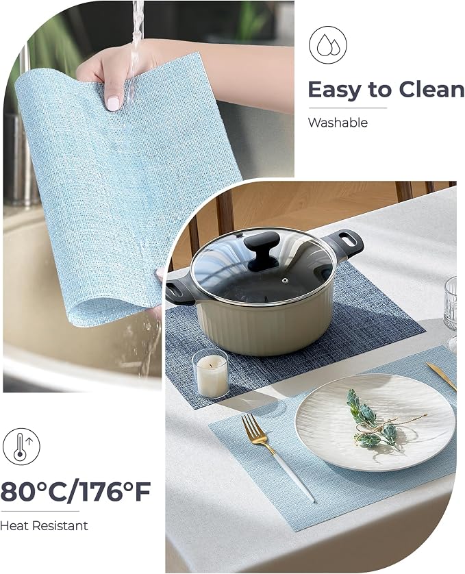 Leetaltree Soft Sky Blue Woven Placemats Set of 6 - Image 5
