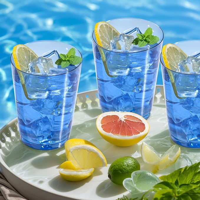 DaYammi 100 Pack Clear Blue Plastic Cups 10 Oz - Image 7
