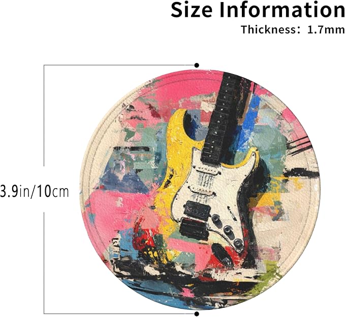 Musical Coasters Leather Round Drink Coasters 6 Pcs Set - Image 4