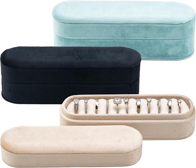 Velvet Small Multiple Ring Box Portable Organizer Display Storage | Travel Case - Image 7