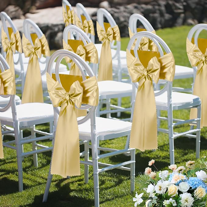 VACVELT Gold Satin Table Runners, 12x72 Inch, 12 Pack, Scalloped Edge | Silky - Image 9