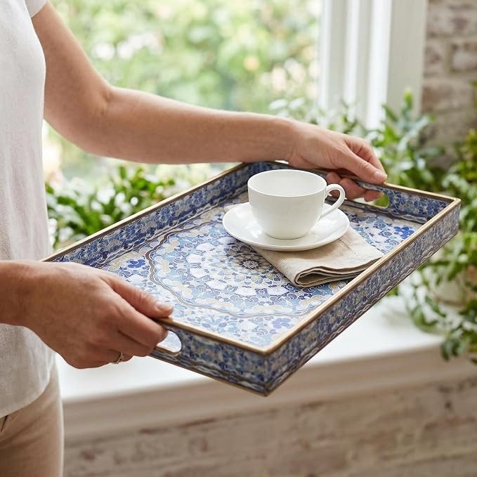 Boho Decorative Tray, Modern Blue Serving Tray - Image 8