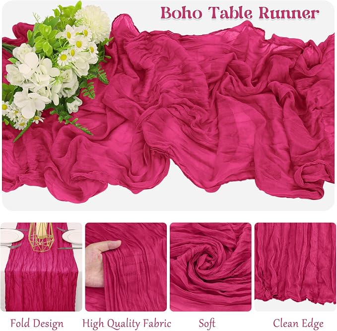 10 Pack Cheesecloth Table Runner 6FT Boho Gauze Rustic Fabric Table Runner - Image 3