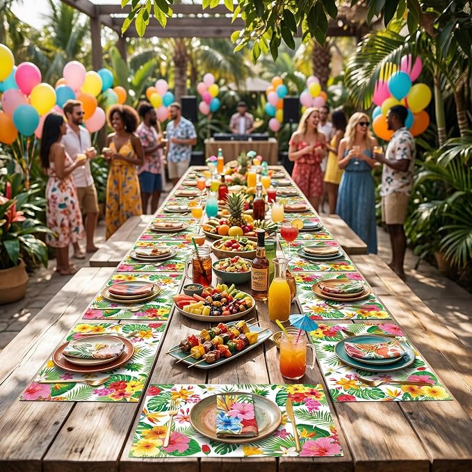 50 Pack Tropical Floral Paper Placemats, Disposable Table Mats - Image 6