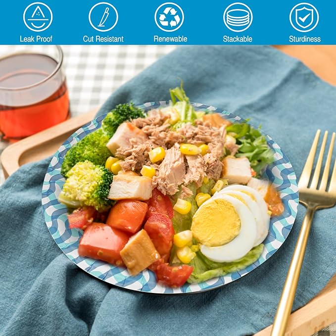 Ginkgo 100 Count Disposable Paper Plates 10 inch | Thickened Heavy Duty Large - Image 4