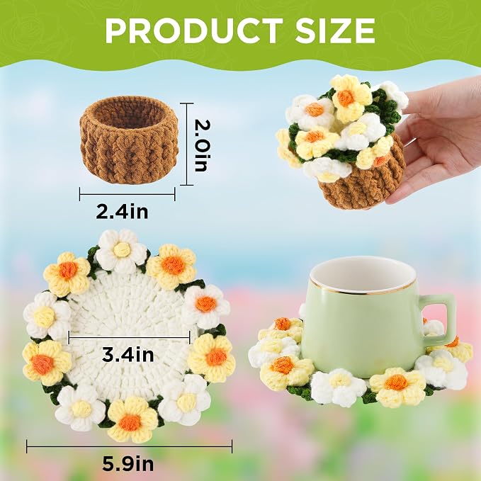 Crochet Flower Coasters, Handmade Bouquet Coasters - Image 2