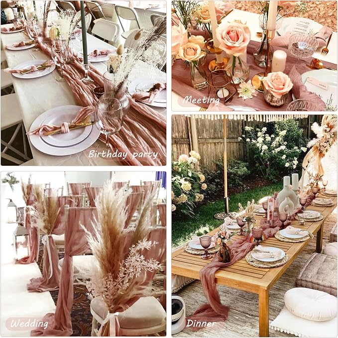 Fivenl 12 Pack Cheesecloth Table Runner 35x72 Inch Boho Gauze Rustic Cheese - Image 6