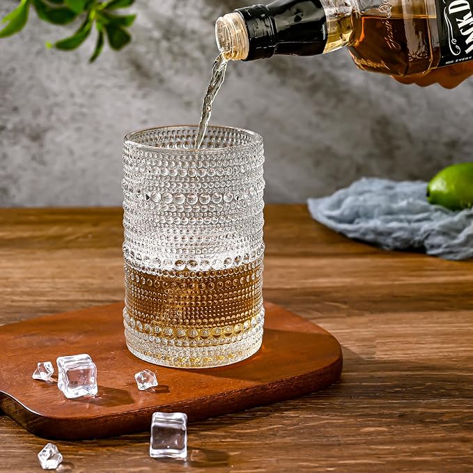 ZMOWIPDL Drinking Glasses Set of 6, 15 oz Clear Hobnail Glass Cups | Vintage - Image 3