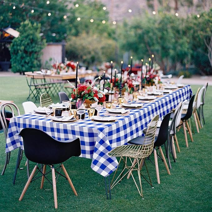 Checkered Tablecloth 2 Pack, 60 x 84 inch, Royal Blue and White | Waterproof - Image 2