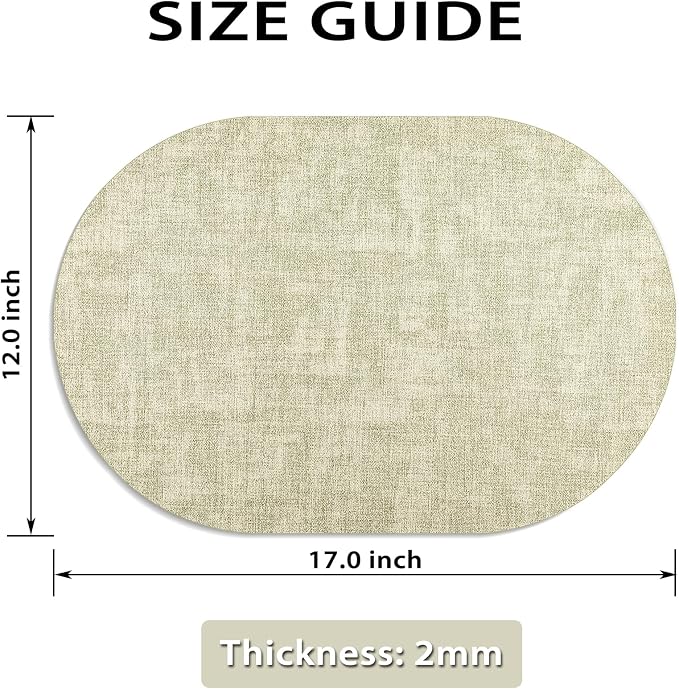 Placemats Set of 8-17" x 11.8" Waterproof & Heat Resistant Oval Place Mats - Image 6