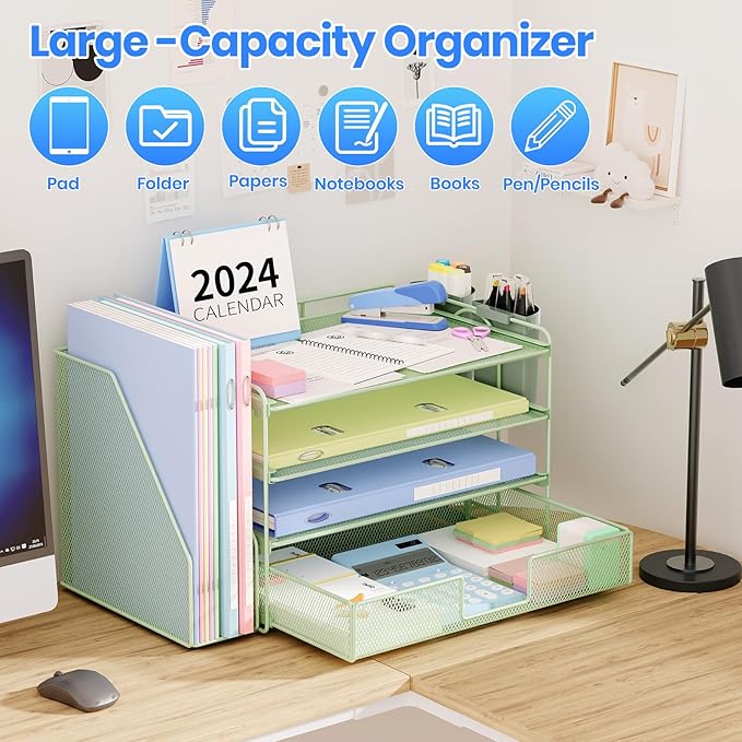 Desk Organizer, 4-Tier Desktop File Organizer - Image 6