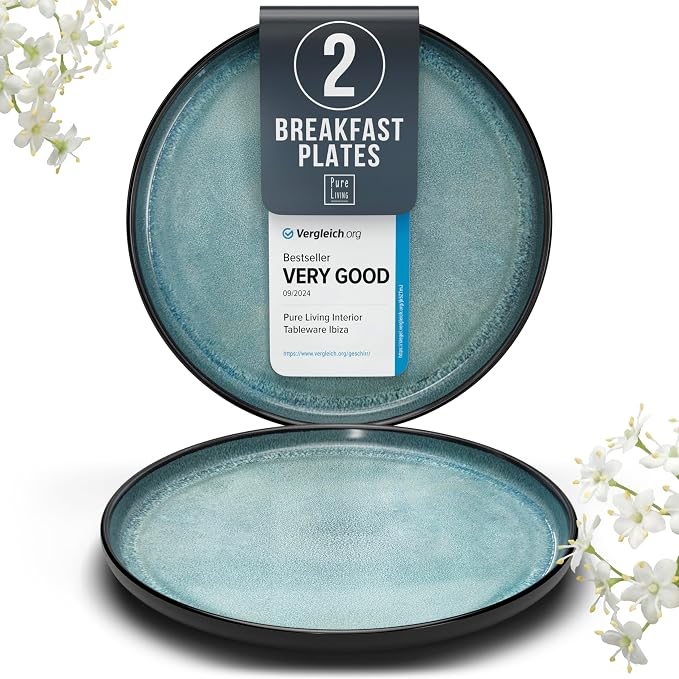 PURE LIVING INTERIOR DESIGN Stoneware small dinner plates set 2 pcs – 7.5" dark by PURELIVING