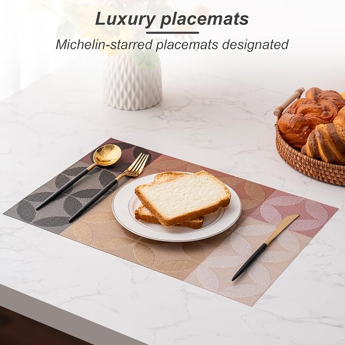 Placemats Set of 6 Washable Indoor | Outdoor Vinyl Place Mats - Image 5