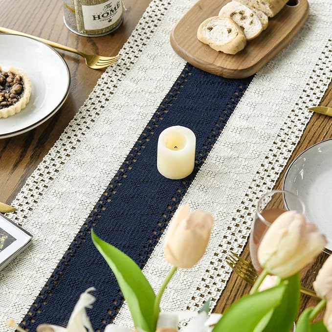 Artoid Mode Dark Blue Farmhouse Rustic Table Runner 12x72 Inch | Seasonal - Image 4