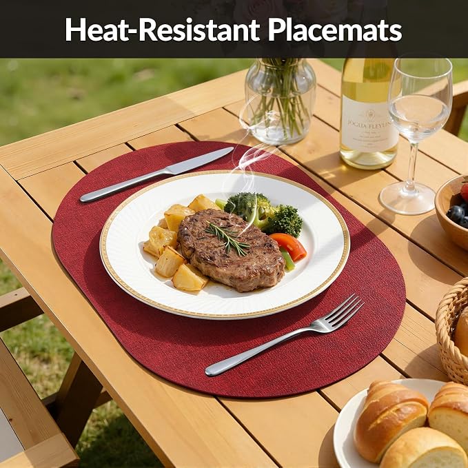 Placemats Set of 8, 11.8 x 17 Inch, Waterproof Wipeable Reversible PU Placemat - Image 4