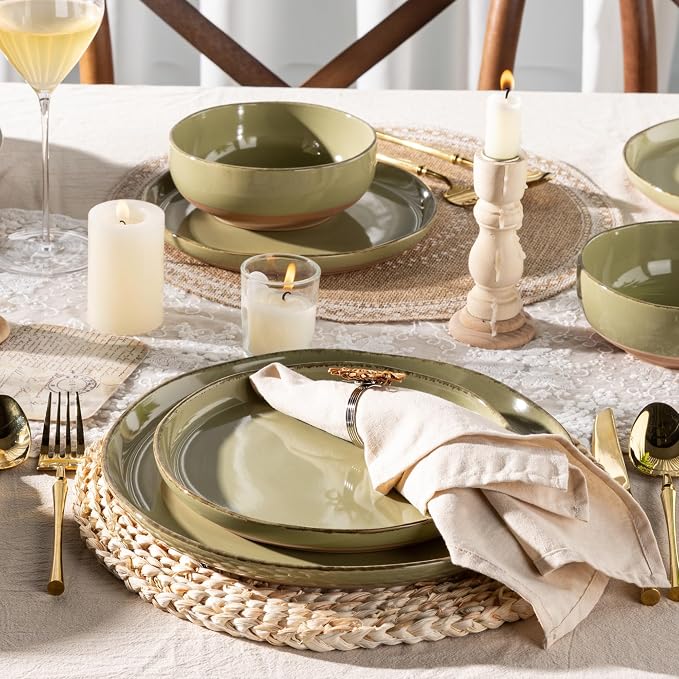 AmorArc Dinnerware Sets for 4, 12 Pieces Ceramic Plates and Bowls Set | Scratch - Image 5