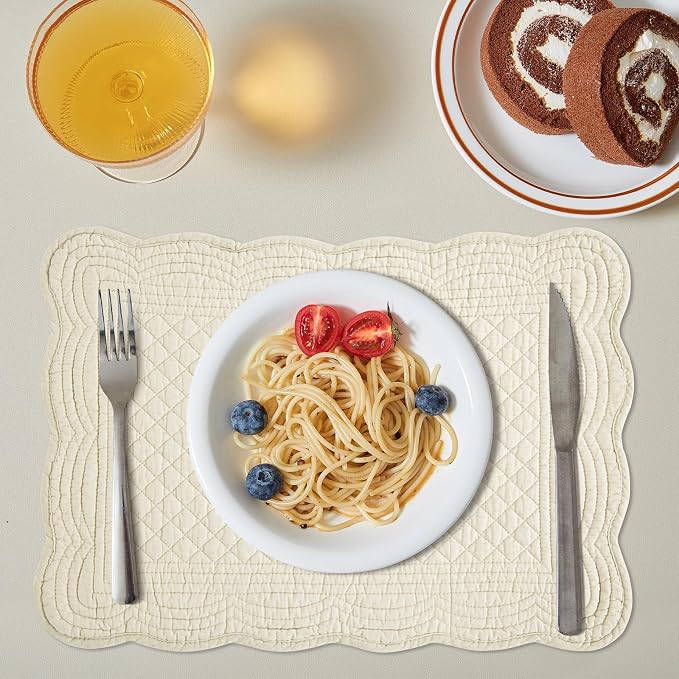 HOMBYS Quilted Placemats Set of 6 Washable-13x18 inches Rectangular Placemats - Image 4