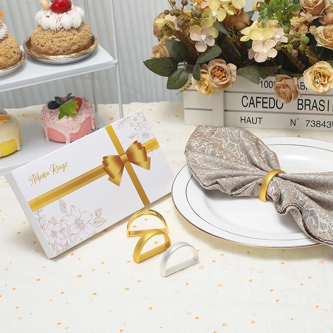 KPOSIYA Napkin Rings Set of 8, Metal Gold Napkin Rings Bulk - Image 7