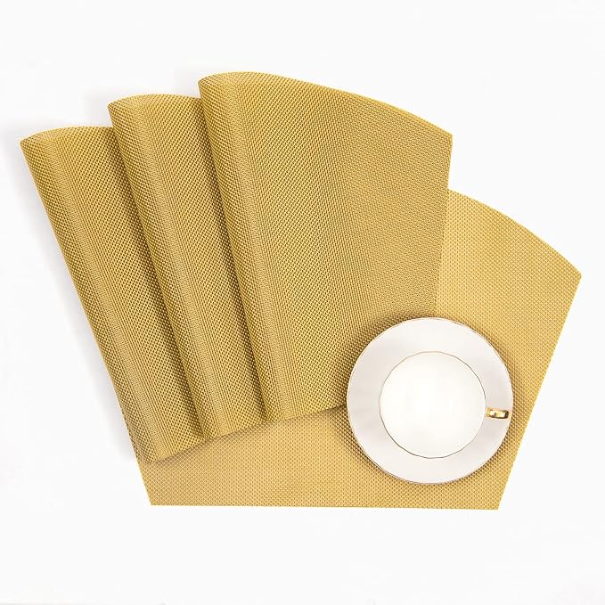 SHACOS Round Table Placemats Wedge Placemat Set of 4 Non Slip Heat Resistant - Image 6