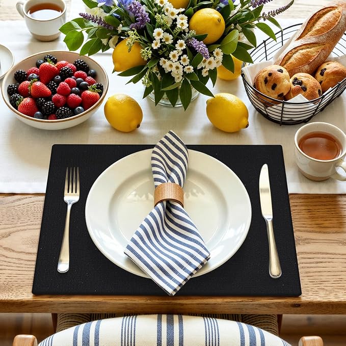 Faux Leather Heat Resistant Placemats 8 Packs, Waterproof Wipeable Dining PU - Image 8