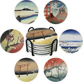 Ceramic Coasters Absorbent Non Slip 6pcs 4 Inch Coaster Ukiyo-e | Drink Coasters by Staruby
