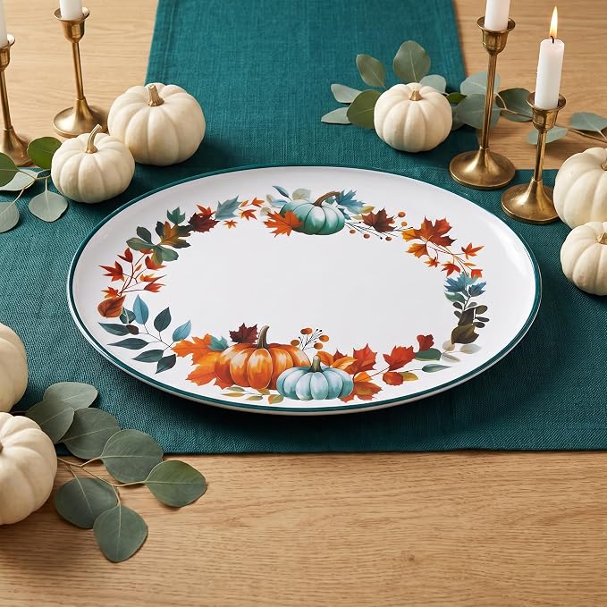 Fall Pumpkin Melamine Oval Serving Platters, 2 Pack 14" Party Trays | - Image 9