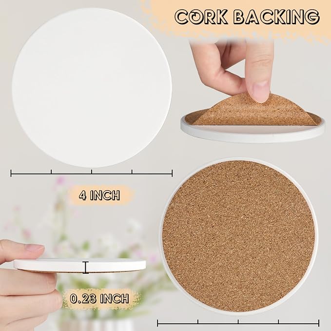Ceramic Tiles for Crafts, GOH DODD 24 Pack Unglazed Blank Coasters - Image 4