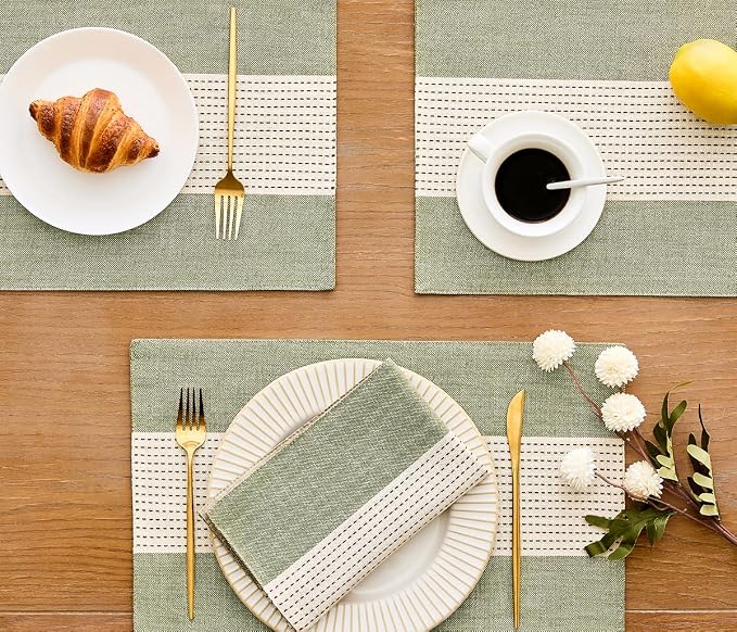 Wracra Linen Placemats, 12 x 18 Inch Set of 6 Placemats, Farmhouse Macrame - Image 5
