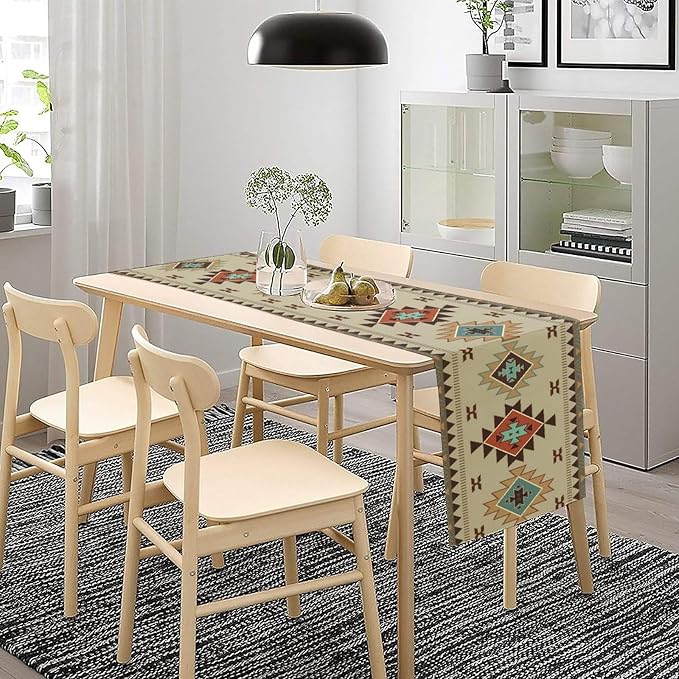 Aztec Southwest Table Runner, Ethnic Geometric Table Runners Dresser Scarves - Image 3