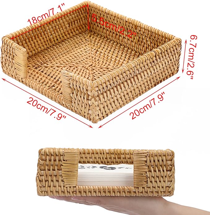 Sumnacon Napkin Holder, Wicker Napkin Holder Table, Rattan Napkin Basket - Image 3