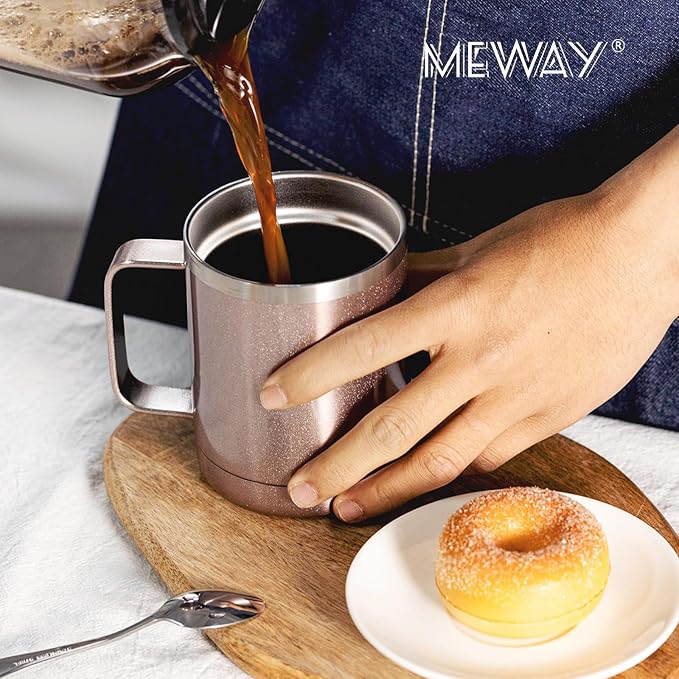 MEWAY 12oz Coffee Mug With Handle 4 Pack Bulk, Stainless Steel Insulated Travel - Image 6
