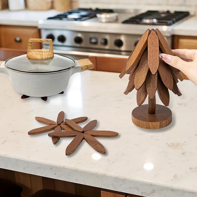 Yuoyar Wooden Tree-Shaped Trivets Set - Image 4
